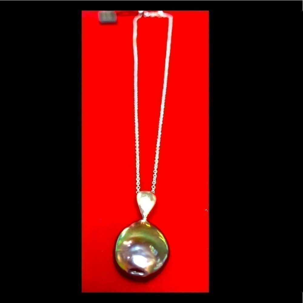 Honora blue/gray Pearl Pendant Necklace Sterling Silver 925 - Picture 5 of 6